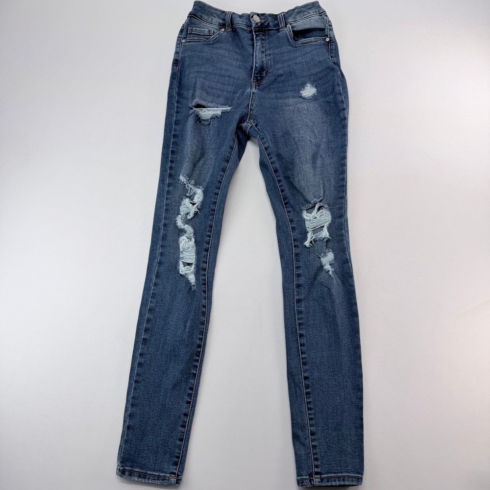 Refuge Denim Colombia Skinny Jeans Medium Wash Distressed Ripped Size 5